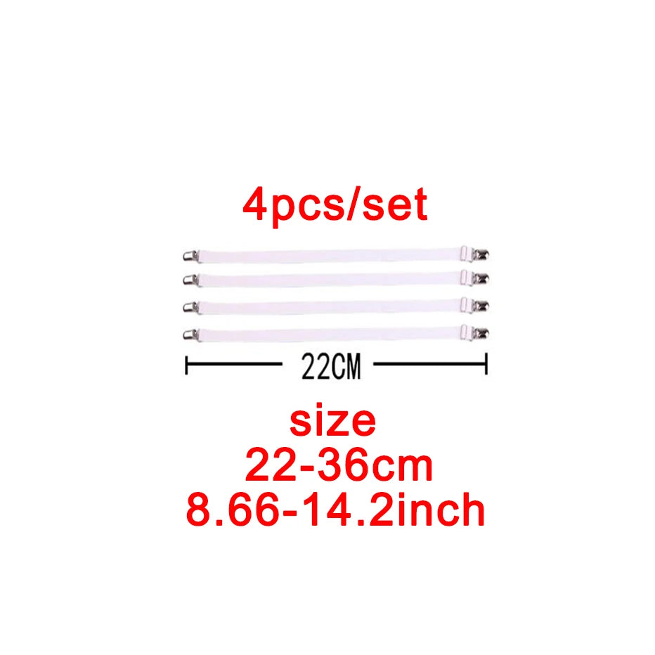 4pcs/set Elastic Bed Sheet Strip Fastener Bed Sheet Grippers Belt Adjustable Mattress Cover Blankets Holder Bed Sheet Set - Tasawoq