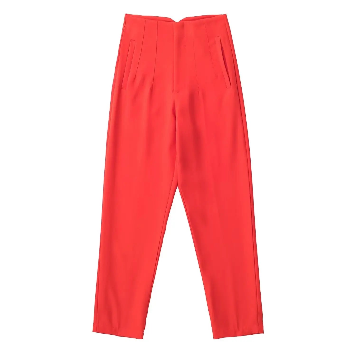 Willshela Women Fashion Straight Pants High Waist Front Zipper Trousers Vintage Full Length Female Chic Lady - Tasawoq