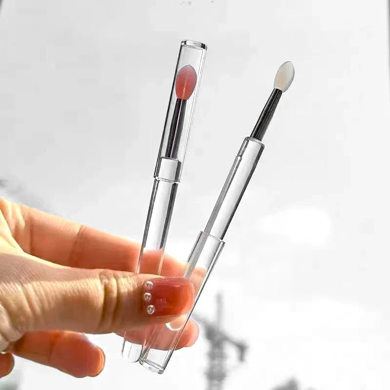 1/3/5pcs Flat Silicone Applicator Sticks Reusable Lip Brush With Cover For Dust Prevention Silicone Nail Powder Applying Tools - Tasawoq