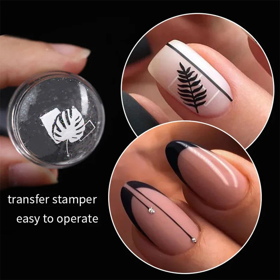 Nail Stamping Plates Pure Clear Jelly Nails Art Stamper Scraper Set Print Silicone Marshmallow Design Manicure Accessories Tool - Tasawoq
