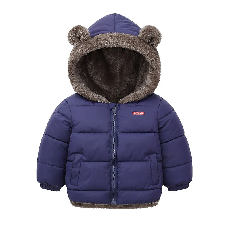 Baby Boys Girls Jacket Hooded Cotton Outerwear Children's Thick Fleece Coat Cashmere Padded Jackets Winter Boys Girls Warm Coats - Tasawoq