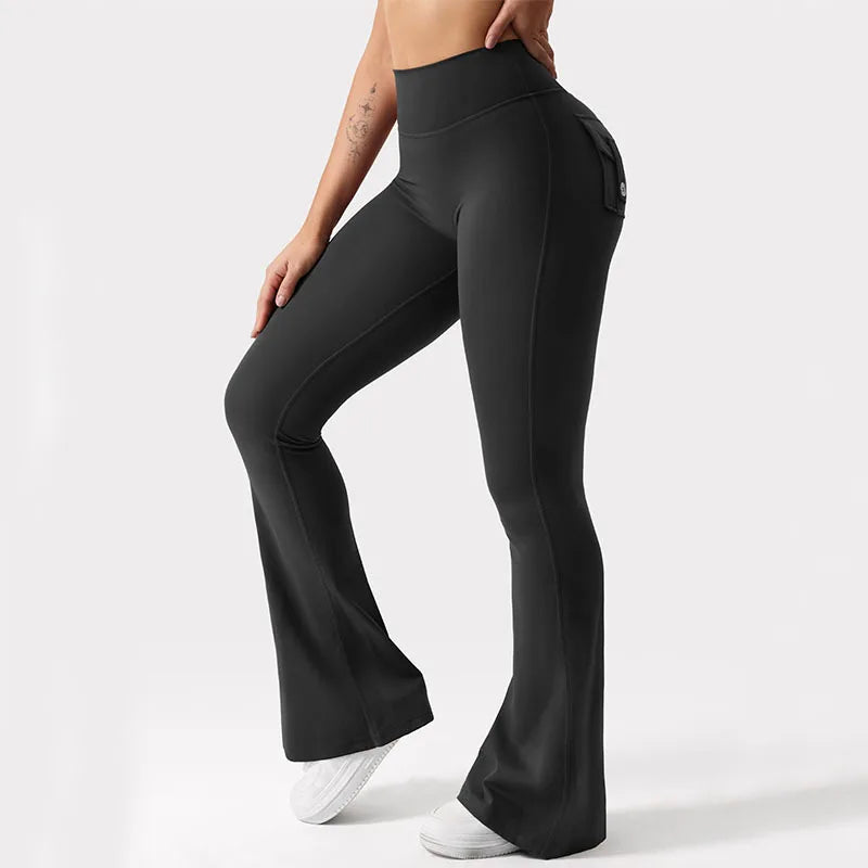2024 Newest Women Wide Leg High Stretch Yoga Leggings Naked Feeling Compression Fitness Workwear with pockets Yoga Pant ﻿ - Tasawoq