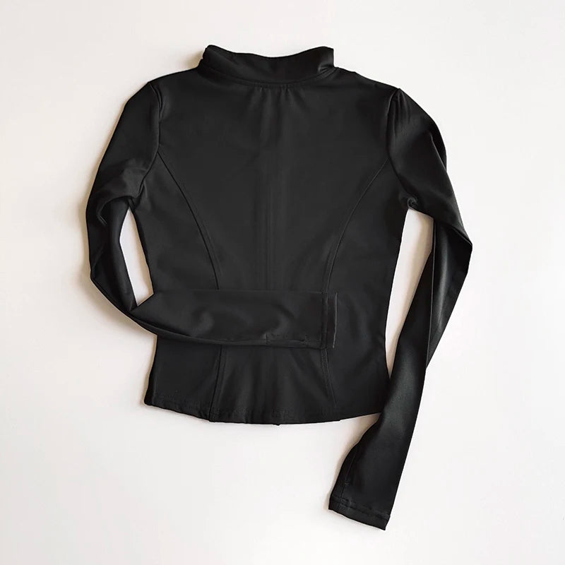 Outdoor Sports Long Sleeved Women Slim Yoga Clothes Quick Dry Zipper Cardigan Stand Up Collar Jacket Running Fitness Jacket Top - Tasawoq