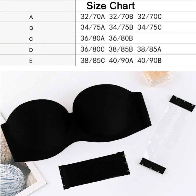 FINETOO Front Closure Sexy Push Up Bra Women Invisible Bras Underwear Lingerie For Female Brassiere Strapless Seamless Bralette - Tasawoq