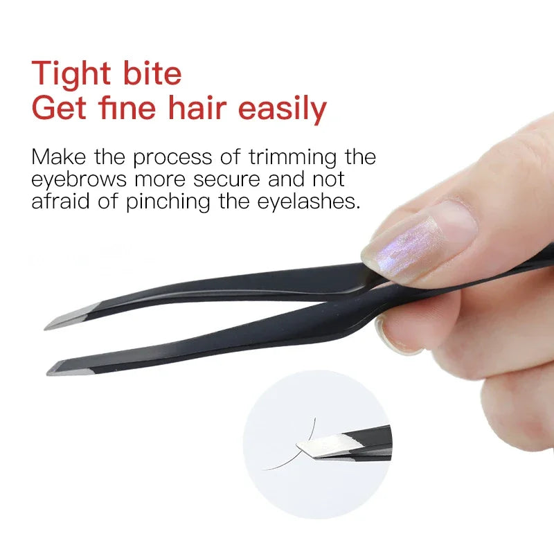 Hair Removal Tweezers Stainless Steel Eyebrow Tweezers Slant Tip Point Tip Flat Tip Rose Gold Silver Black Cosmetic Makeup Tools - Tasawoq