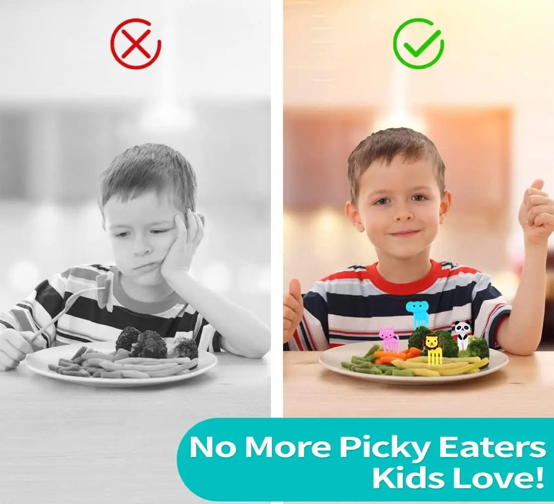 40 pcs Animal Fruit Food Picks, Bento Box Picks, Mini Cartoon Animal Food Toothpicks, Lunch Bento Forks Picks for Kids