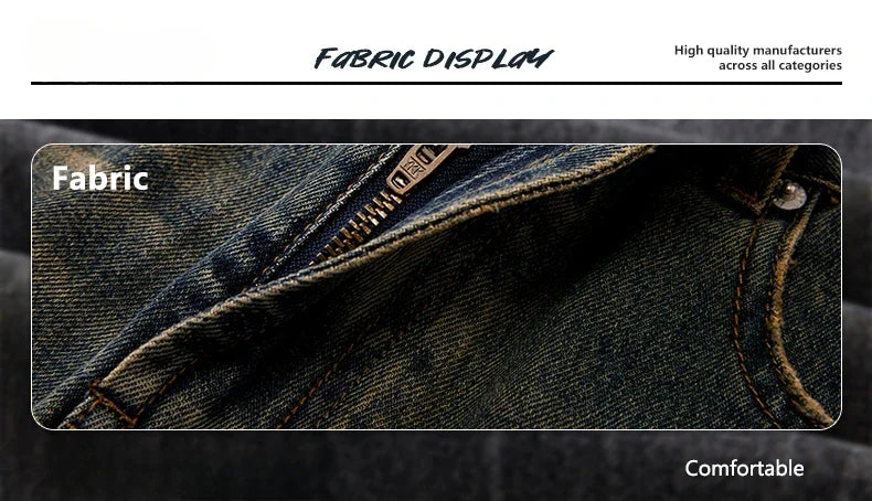 4 Colors Autumn Vintage Distressed Men's Baggy Straight Jeans Fashion Korean High Street Denim Pants Streetwear Male Trousers - Tasawoq