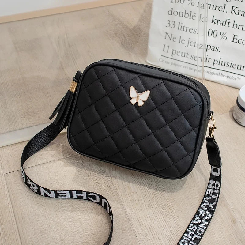 Fashion Hit Color Shoulder Bags for Women Female PU Leather Crossbody Messenger Bags Small Handbag Wide Strap Purse - Tasawoq