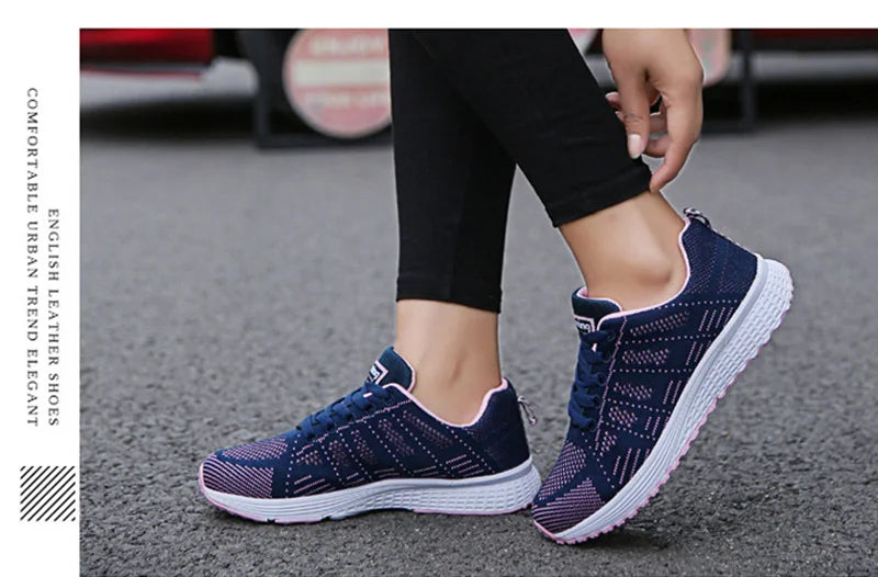 Women Casual Shoes Fashion Breathable Walking Mesh Flat Shoes Sneakers Women 2021 Gym Vulcanized Shoes White Female Footwear - Tasawoq