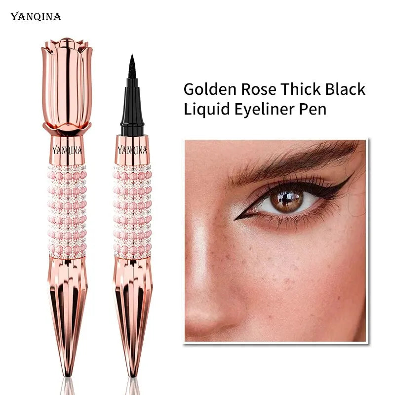 YANQINA Precision Liquid Eyeliner Pen - Long-lasting, Waterproof, Transfer-proof, Quick-Dry Black Eyeliner with Sparkling Design - Tasawoq