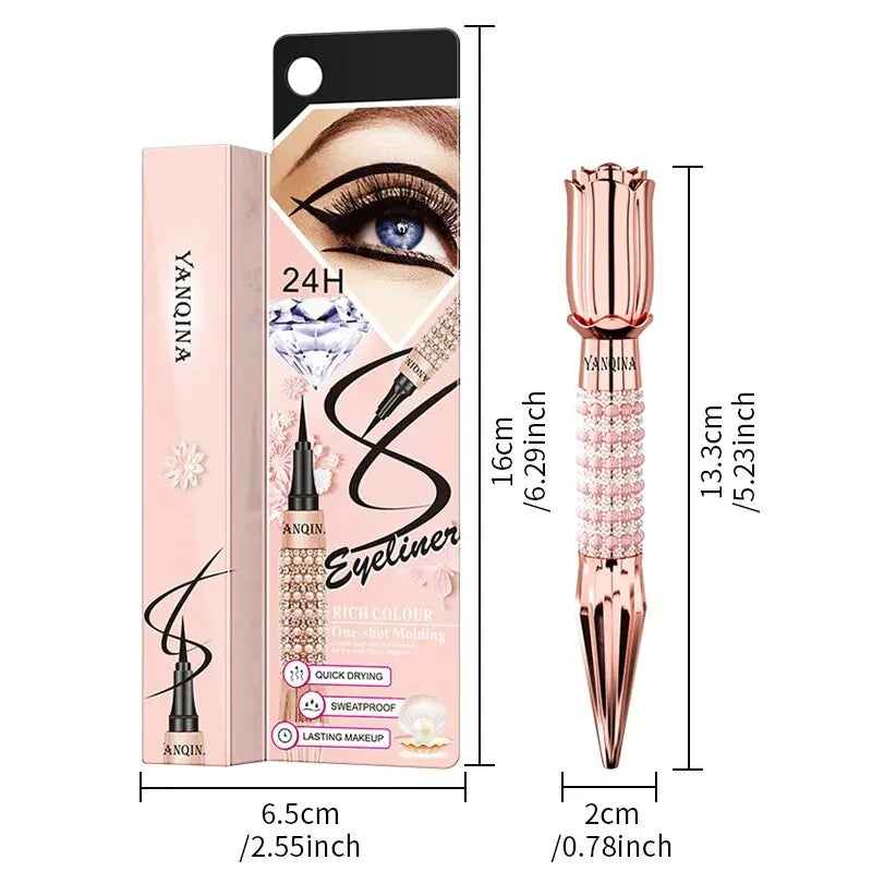 YANQINA Precision Liquid Eyeliner Pen - Long-lasting, Waterproof, Transfer-proof, Quick-Dry Black Eyeliner with Sparkling Design - Tasawoq