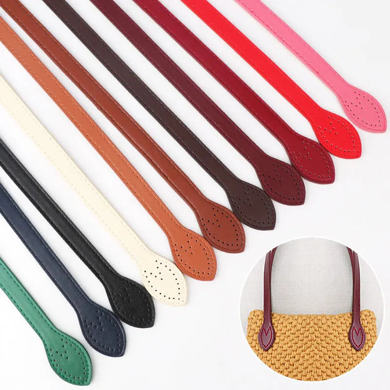 2Pcs 60cm PU Leather Bag Handle Shoulder Bag Strap Replacement Handbag Belt Straps DIY For DIY Women Handmade Bag Accessories - Tasawoq