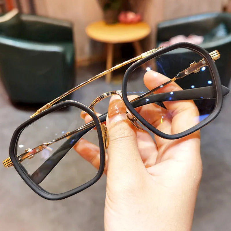 2024 New Fashion Men Sunglasses Oversized Frame Women Anti-blue Light Transparent Glasses UV400 Eyewear Flat Mirror Eyeglass - Tasawoq