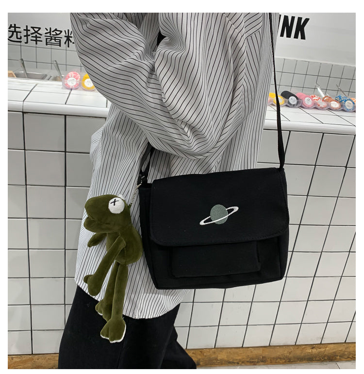 Casual Collage Student Messenger Bag Women Small Bag Canvas Shoulder Bag For Women Print Crossbody Bags Bolsas Sac - Tasawoq
