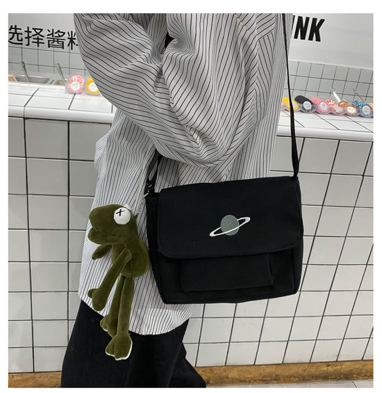 Casual Collage Student Messenger Bag Women Small Bag Canvas Shoulder Bag For Women Print Crossbody Bags Bolsas Sac - Tasawoq