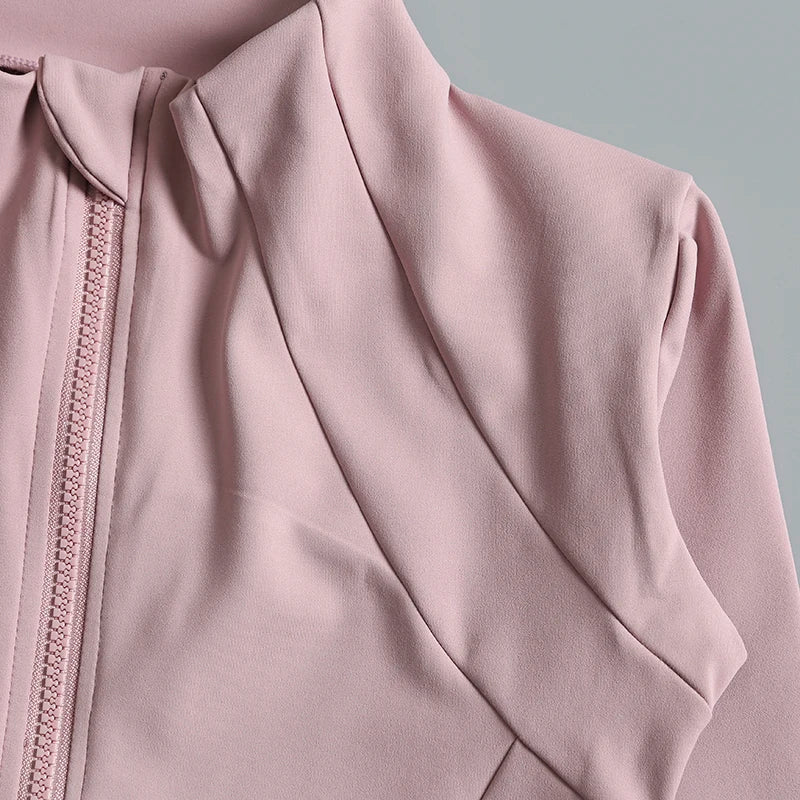New yoga wear ladies coat round high elastic loose exercise yoga fitness long sleeve stand-up collar yoga tops - Tasawoq