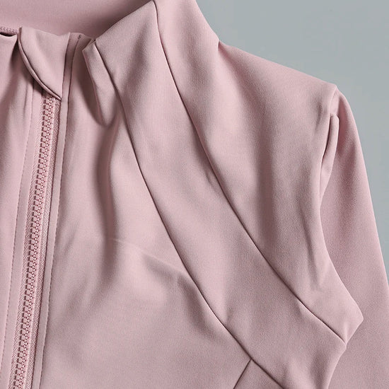 New yoga wear ladies coat round high elastic loose exercise yoga fitness long sleeve stand-up collar yoga tops - Tasawoq