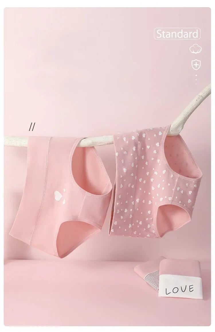 4Pcs Women's Panties High Waist Underwear Fashion Print Girls Briefs Breathable Cotton Panty Plus Size M-5XL Female Lingerie - Tasawoq
