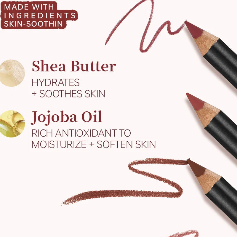 Luxury Matte Lip Liner, Long-Lasting, Smooth Application for Perfect Outline & Filling, Versatile Shades for All Skin Types - Tasawoq