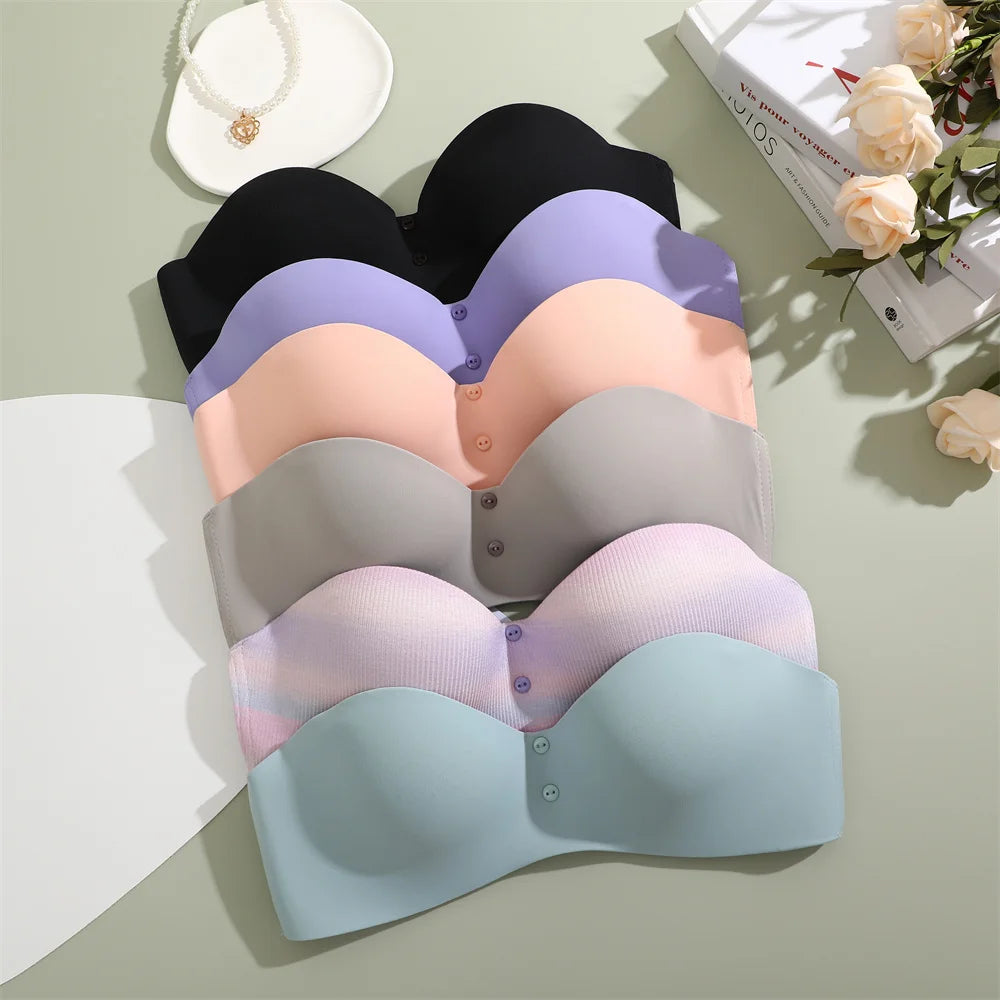 Women Sexy Seamless Bras Adjustable Push Up Brassiere No Steel Female Comfortable Underwear Ladies Solid Color Lingerie Bralette - Tasawoq