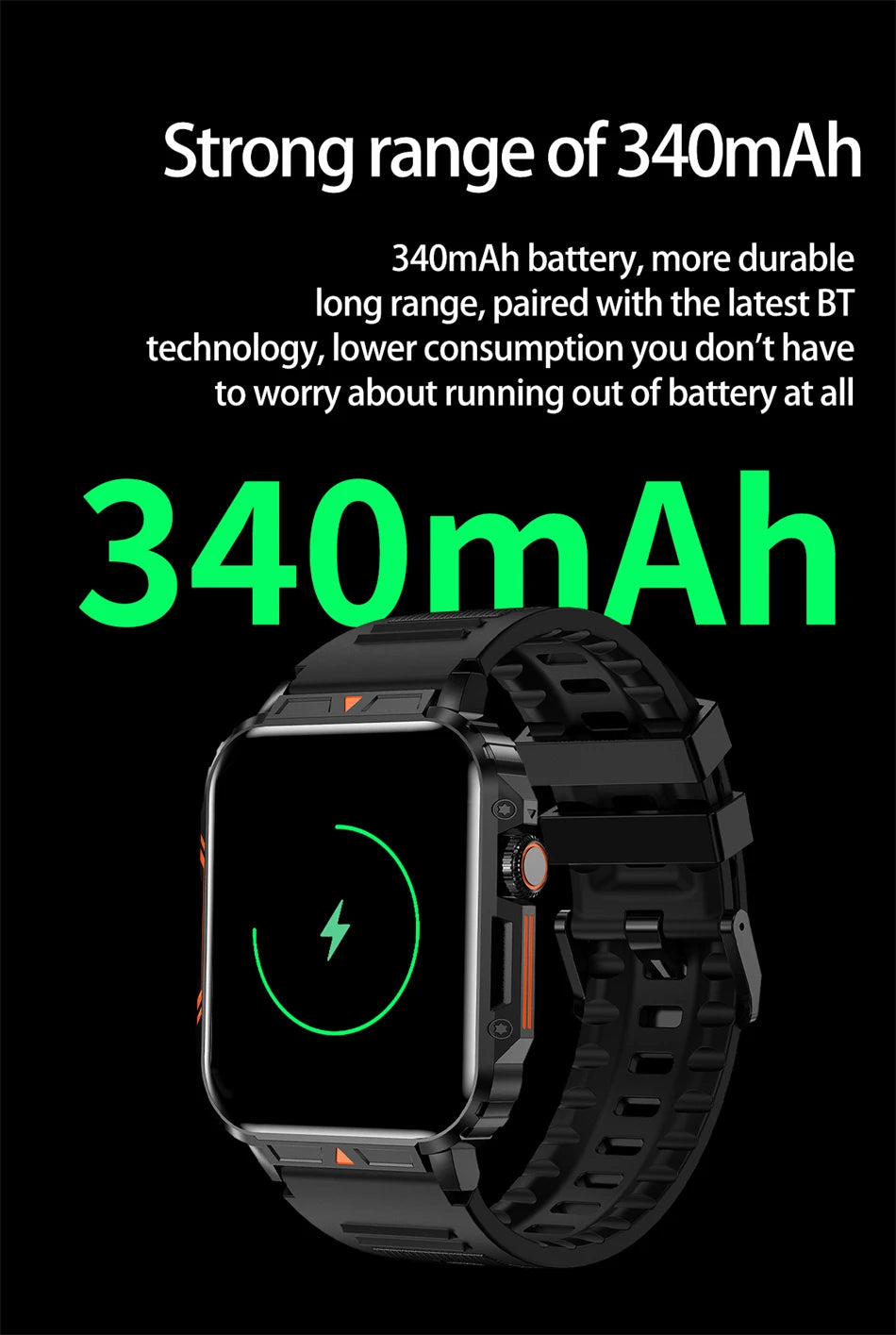 Military Outdoor GPS Sports Smart Watch Men 1.95 inch Heart Rate Blood Oxygen Bluetooth Call SmartWatches Men's For Android IOS - Tasawoq