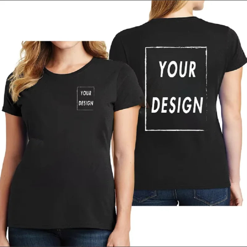 UE Size Custom Team T-shirt for Women, Add Your Own Design in Front and Back, Print and Text, High-quality T-shirt for Men - Tasawoq