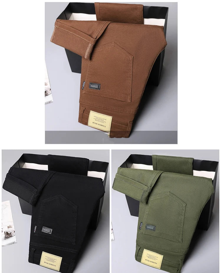 Fashion Loose Straight Business Casual Stretch Denim Pants Male Brand Trousers 3 Colors Plus Size Mens Clothing Slim Jeans 28-44 - Tasawoq
