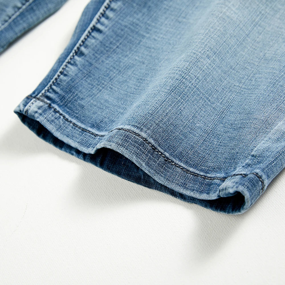 Summer Shorts Jeans Men Denim Pants Stretch Dark Blue Fashion Design Men's Jeans Slim Straight Male Short Jeans Hombre - Tasawoq