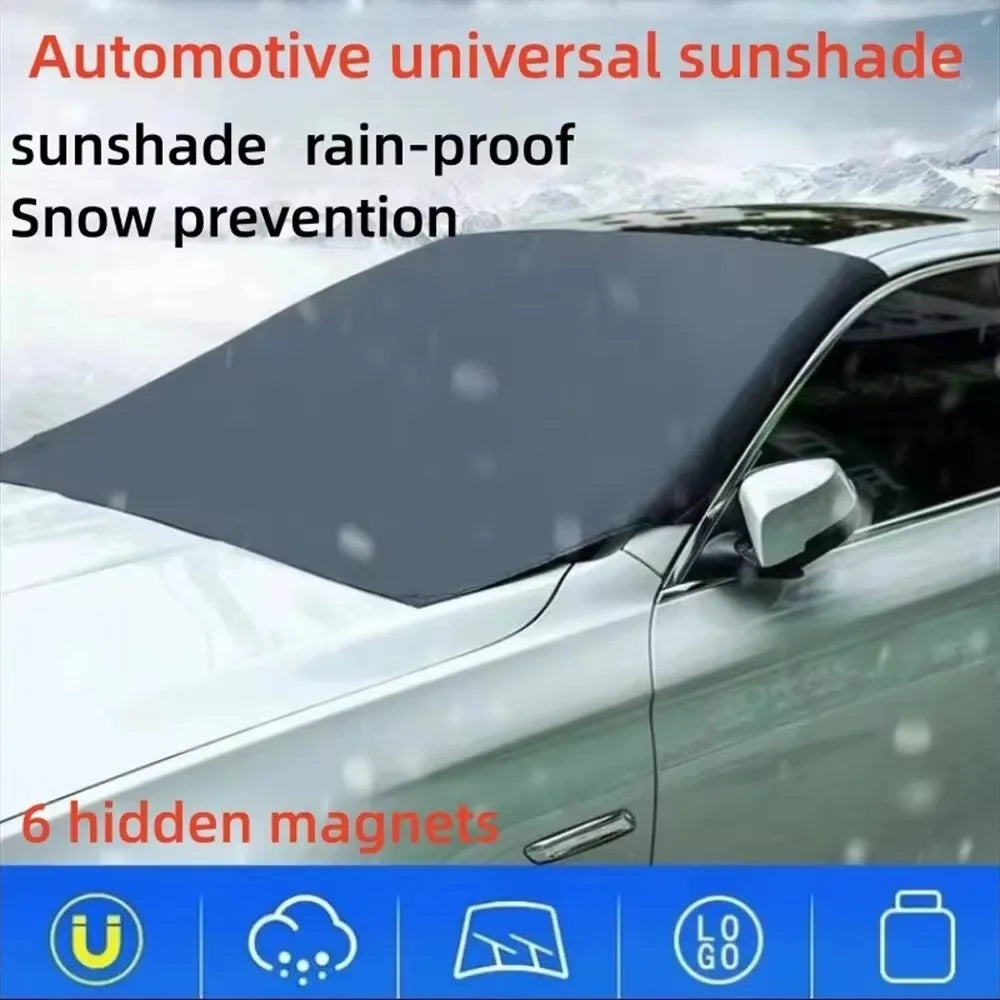 Magnetic Car Front Windscreen Cover Automobile Sunshade Cover Car Windshield Snow Sun Shade Waterproof Car Cover 210 120cm - Tasawoq