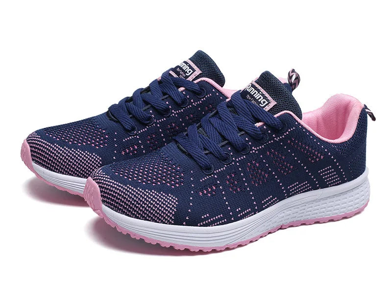 Women Casual Shoes Fashion Breathable Walking Mesh Flat Shoes Sneakers Women 2021 Gym Vulcanized Shoes White Female Footwear - Tasawoq