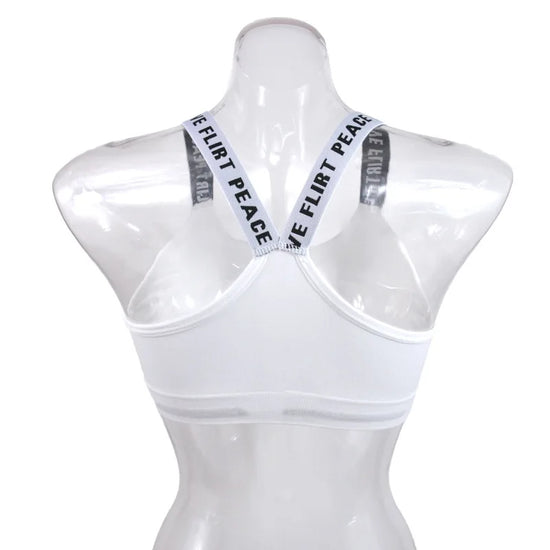 Women Letter Strap Sports Bra Sexy Seamless Fitness Underwear Elastic Slim Crop Top Breathable Push Up Yoga Vest Sportswear - Tasawoq