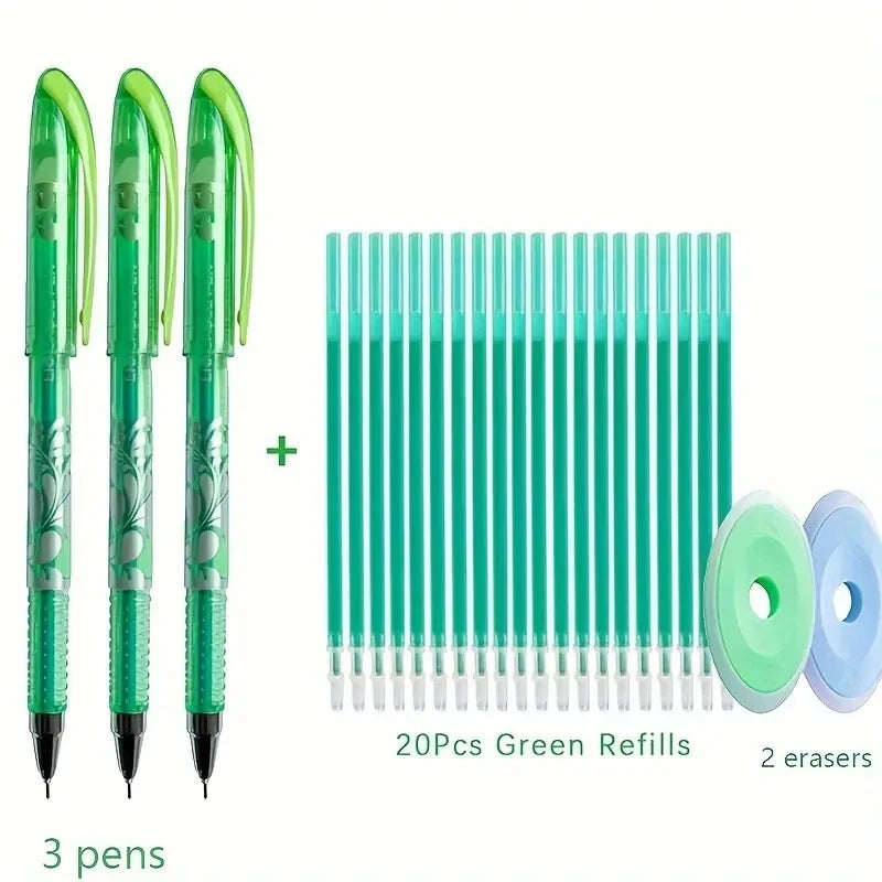 0.5mm Erasable Gel Pen Set 6 Colors Ink Writing Gel Pens Refills Rods Washable Handle for School Office Stationery Supplies