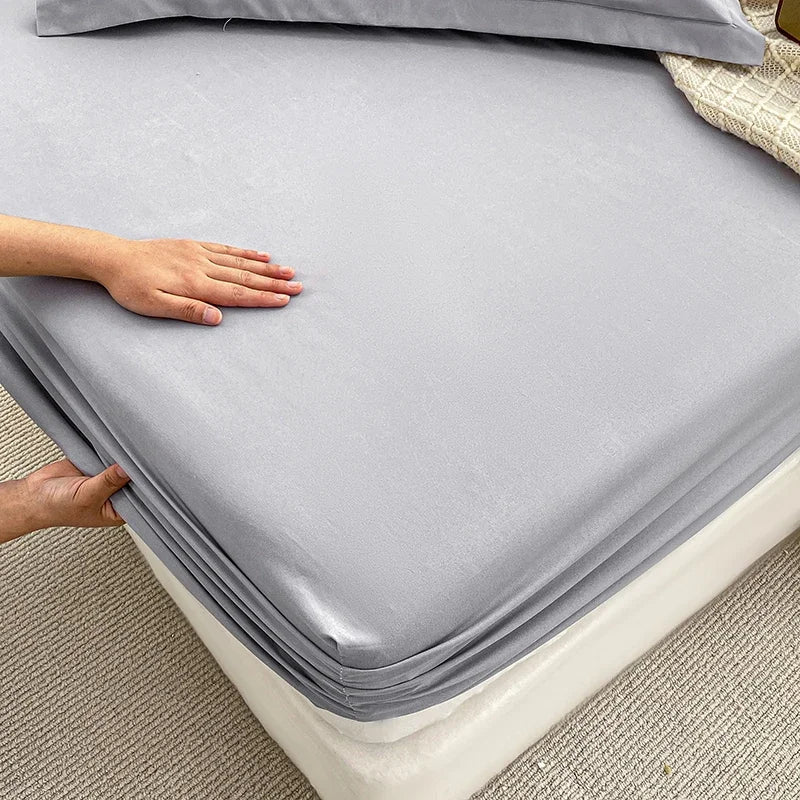 Double Bed Sheets Couple Elastic Fitted Sheet Microfiber Ultra-Soft Hotel Luxury Mattresses cover Queen single king Size - Tasawoq