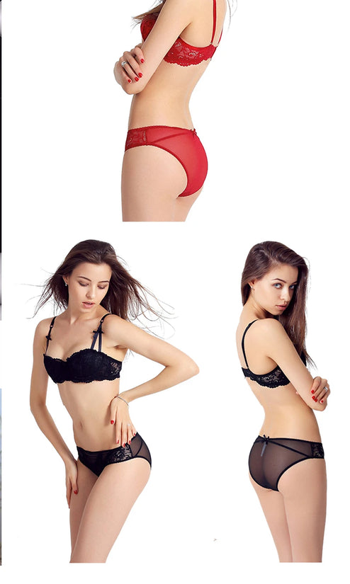 1/2 Half Cup Bras For Women Plus Size Lingerie Red Thin Underwear Cotton Sexy Push Up Balconette Bra Top Black White A B C D Cup - Tasawoq