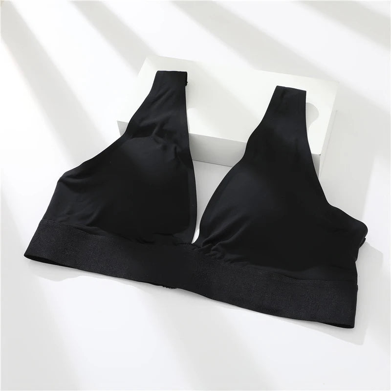 FINETOO Deep V Women Bras Push Up Padded Tops Female Sexy Wireless Underwear Ladies Plus Size Bralette Girls Intimates Lingerie - Tasawoq