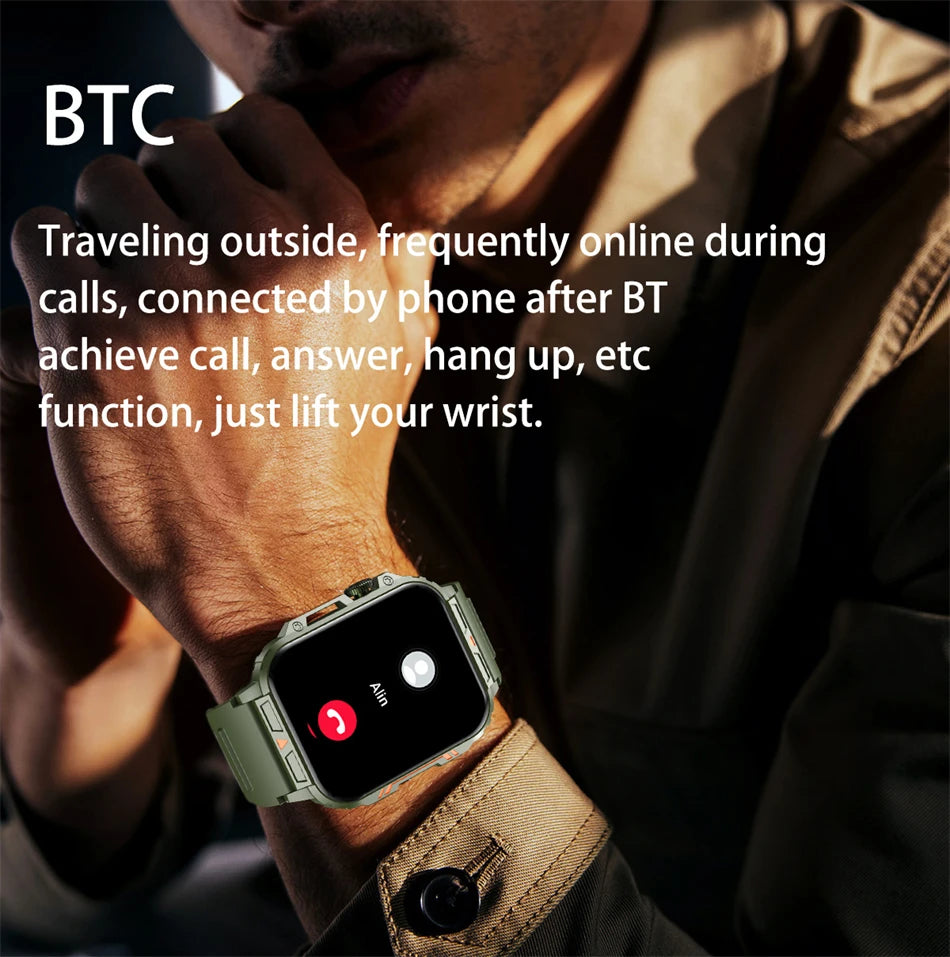 Military Outdoor GPS Sports Smart Watch Men 1.95 inch Heart Rate Blood Oxygen Bluetooth Call SmartWatches Men's For Android IOS - Tasawoq