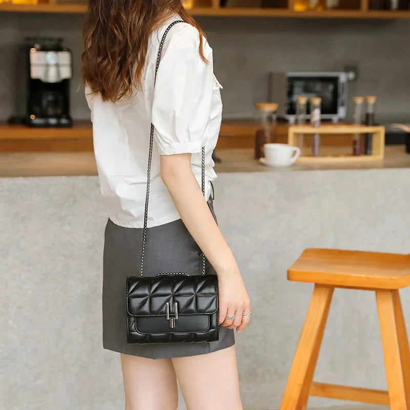 Lingge bag, chain bag, single shoulder bag, diagonal cross style crossbody bag for women - Tasawoq