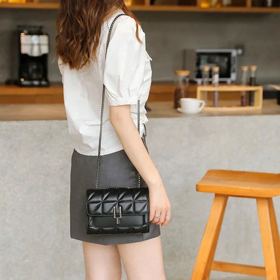 Lingge bag, chain bag, single shoulder bag, diagonal cross style crossbody bag for women - Tasawoq