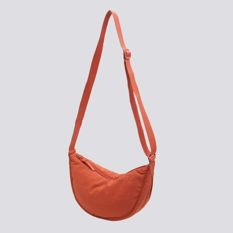 Solid Color Women's Portable Shoulder Bag Simple Female Nylon Cloth Padded Crossbody Bags Travel Purse Handbags Messenger Bag - Tasawoq