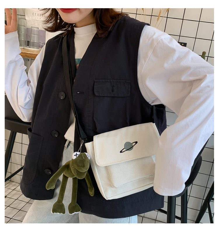 Casual Collage Student Messenger Bag Women Small Bag Canvas Shoulder Bag For Women Print Crossbody Bags Bolsas Sac - Tasawoq