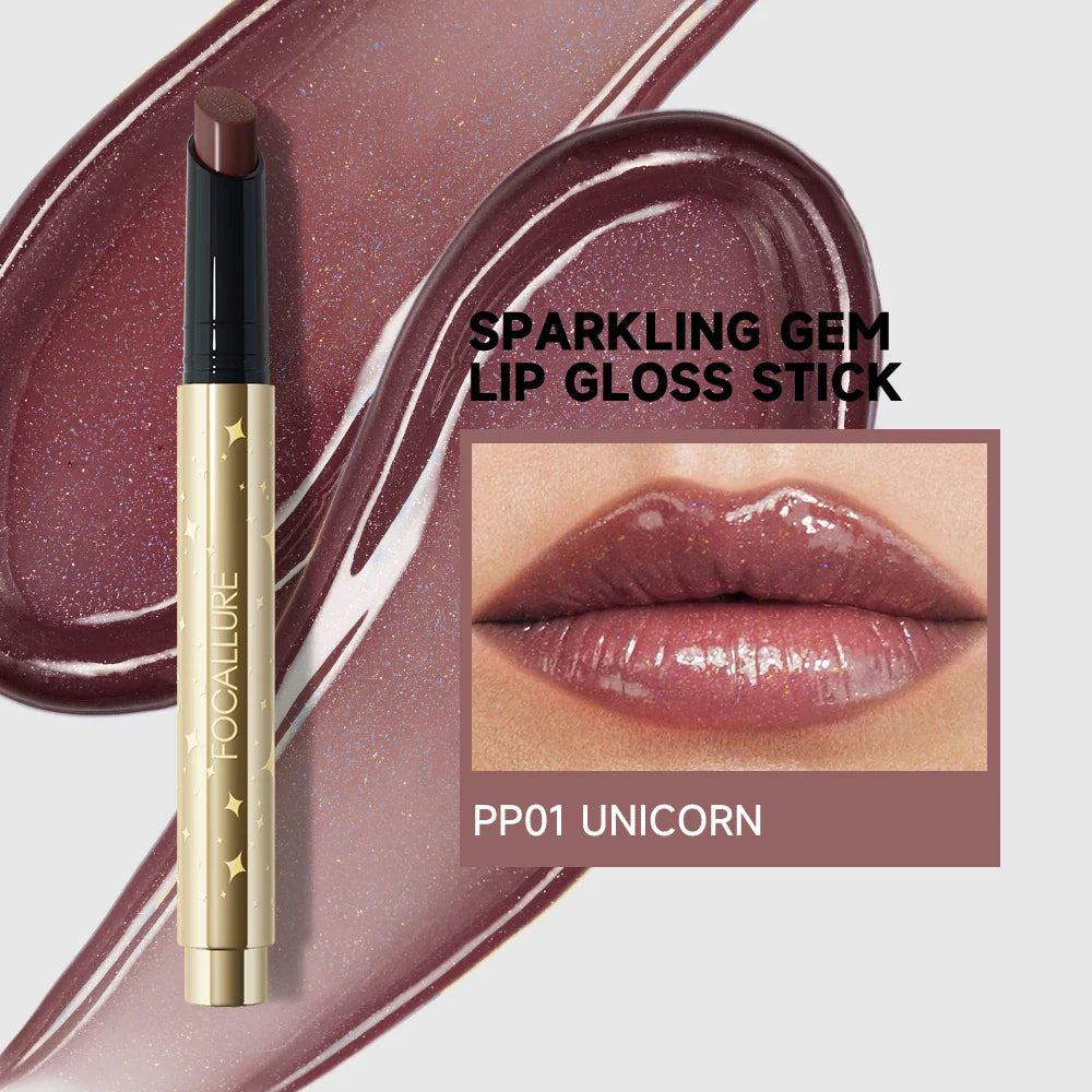 FOCALLURE Pearlescent Lip Glosses Stick Moisturizing Long Lasting Sexy Sparkling Lip Balms Shimmer Lipstick Pen Makeup Cosmetics - Tasawoq