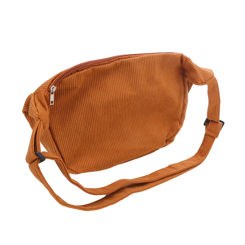 Corduroy Shoulder Bag Minimalist Crossbody Bag Women's Handbags Fashion Fabric Underarm Bag Solid Color Zipper Female Handbag - Tasawoq