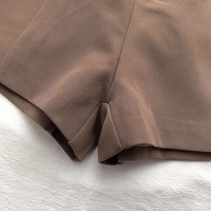 ITOOLIN Casual Women's Shorts A-line High Waist Short Chic Office Lady Shorts With Belted Vintage Female Trousers Spring Summer - Tasawoq