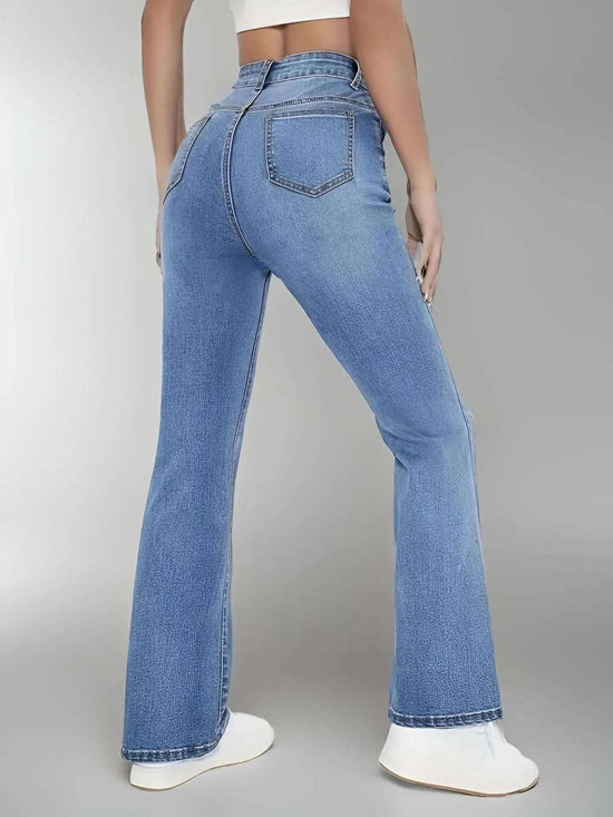 New women's hot jeans slimming European and American style casual versatile high waist washed Denim trousers for women - Tasawoq