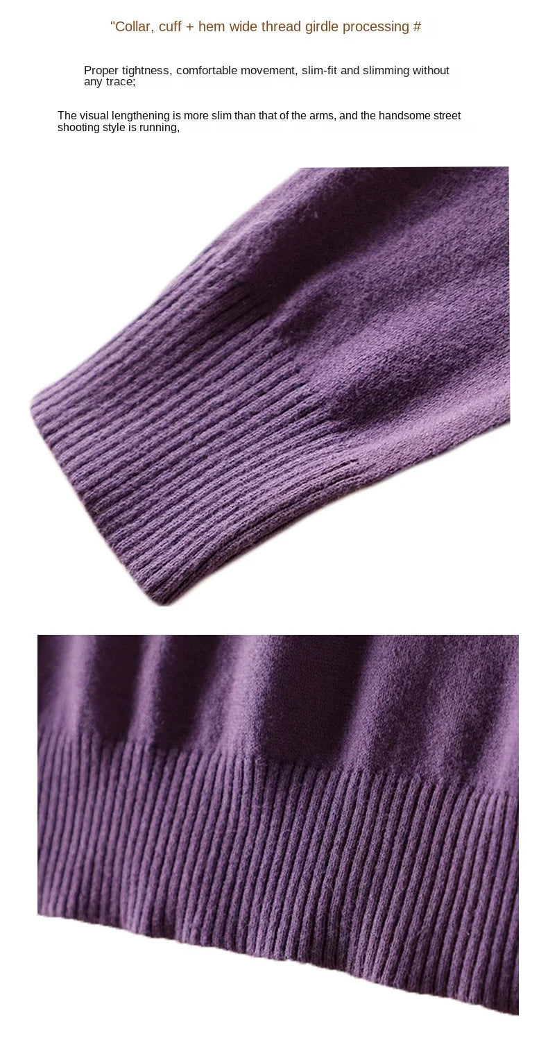 Women's 100% High-quality Cotton Knitted Sweater, Temperament Round Neck Top, Breathable And Versatile Pullover, Long Sleeved - Tasawoq