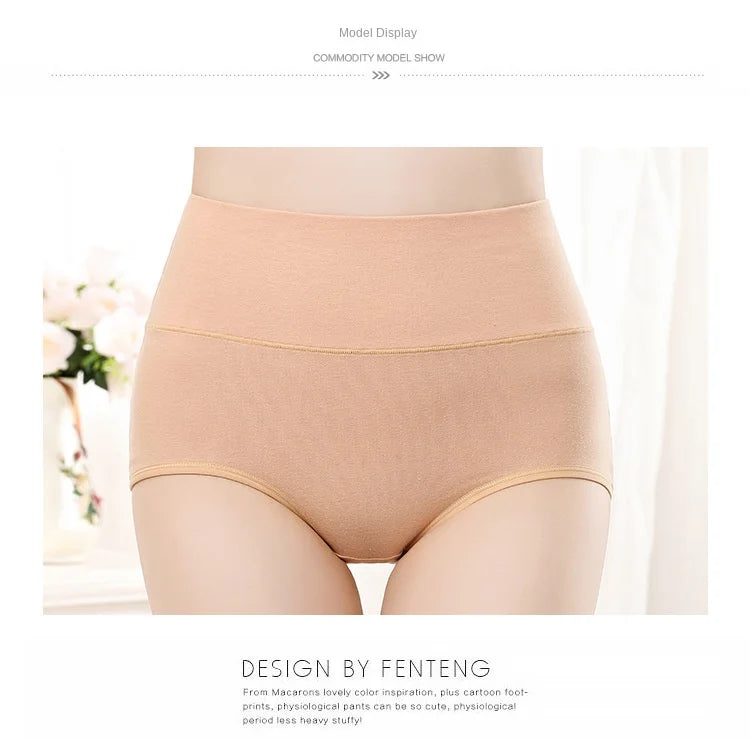 4Pcs/Lot High Waist Underwear Cotton Panties Women Body Slim Abdominal Underwear Plus Size Girls Briefs Female Lingerie Shaper - Tasawoq