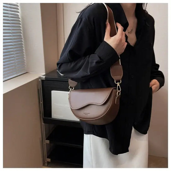 Small Leather Saddle Armpit Bags for Women Summer Chain Shoulder Crossbody Bag Ladies Vintage Underarm Handbags Woman bolsa - Tasawoq