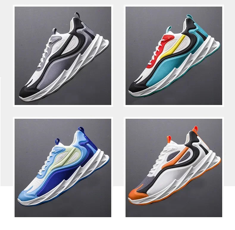 New Trendy Men's Sports Shoes Cushion Running Sneakers Outdoor Leisure Walking Jogging Trainers Soft Sole Breathable Footwear - Tasawoq