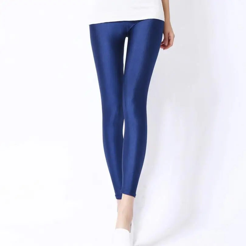 New Spring Solid Candy Neon Leggings for Women High Stretched Female Legging Pants Girl Clothing Leggins Plug Size - Tasawoq