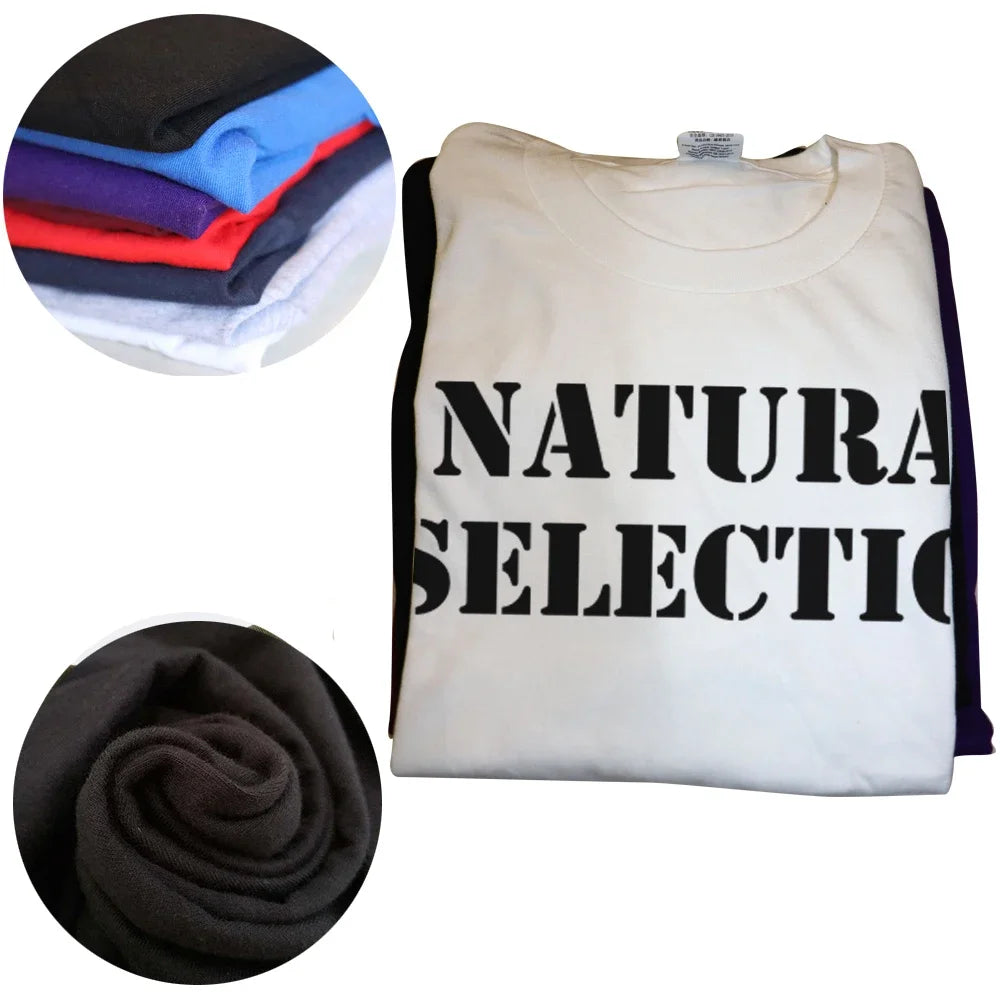 Natural Selection Text Printing Man T-shirts Evolution Graphic T Shirts Fashion Casual Streetwear Harajuku Style Tops Loose Tees - Tasawoq